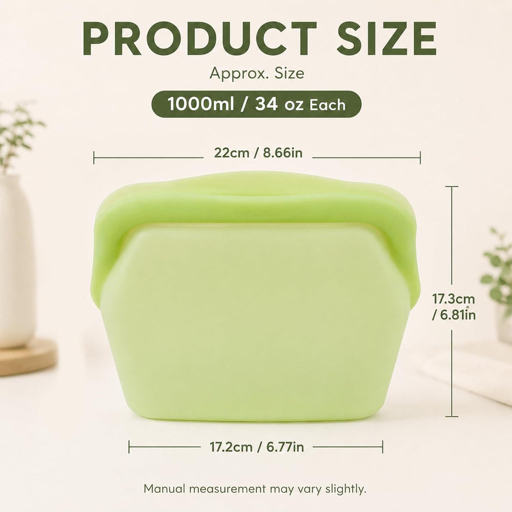 5 Pcs Silicone Reusable Leakproof Standing Food Storage Bags